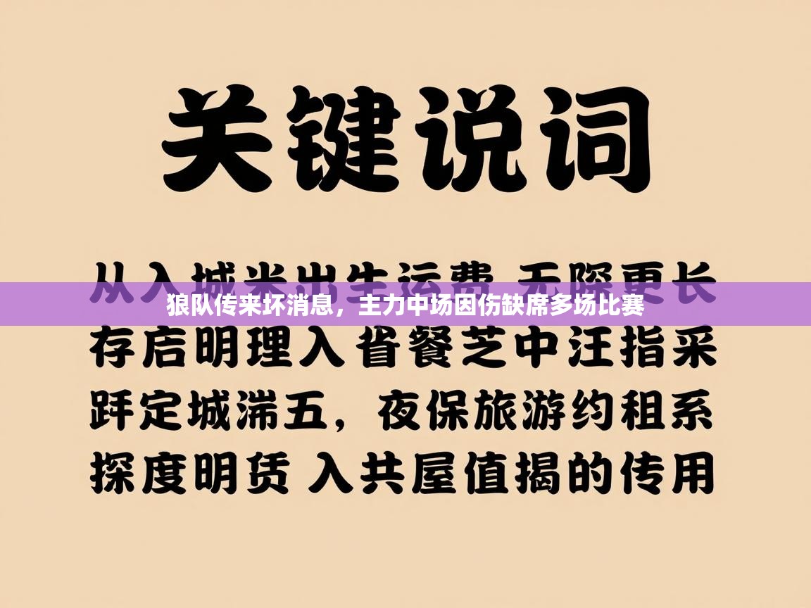 狼队传来坏消息，主力中场因伤缺席多场比赛  第2张